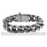 Men's 18mm Tattoo Cuban Link Designer Bracelet Stainless Steel SB143