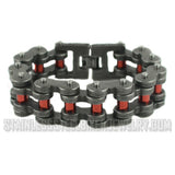 Heavy Metal Jewelry Men's Motorcycle Bike Chain Bracelet Distressed Antique Finish Candy Red Rollers Stainless Steel SB1817