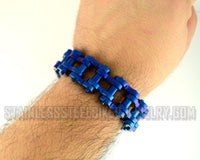 Heavy Metal Jewelry Men's Motorcycle Bike Chain Bracelet Electric Blue Stainless Steel 1818