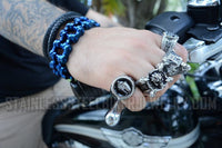 Heavy Metal Jewelry Men's Motorcycle Bike Chain Bracelet Electric Blue Stainless Steel 1818