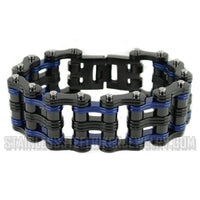Heavy Metal Jewelry Men's Primary Motorcycle Bike Chain Bracelet Black/Blue Stainless Steel Police Edition SB1821
