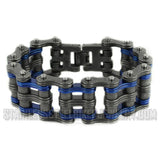Heavy Metal Jewelry Men's Primary Motorcycle Bike Chain Bracelet Distressed Antique Finish Candy Blue Links Stainless Steel Police Edition SB1823