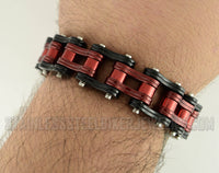 Heavy Metal Jewelry Men's Motorcycle Bike Chain Bracelet Stainless Steel Black/Antique Red SB1831