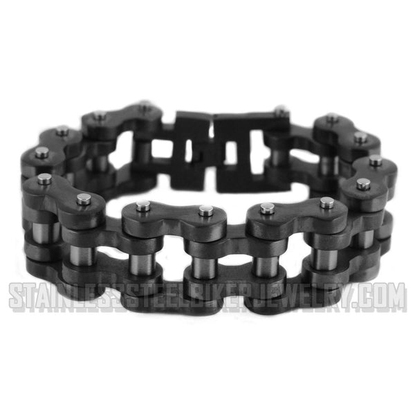 Heavy Metal Jewelry Men's Motorcycle Bike Chain Bracelet Gunmetal Stainless Steel SB1837