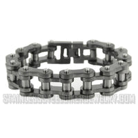 Heavy Metal Jewelry Men's Motorcycle Bike Chain Bracelet Stainless Steel Gunmetal Finish SB1840