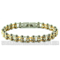 Biker Jewelry Silver & Rose Gold Ladies Motorcycle Mini Bike Chain Bracelet Stainless Steel SB185