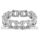 Men's Biker Jewelry Motorcycle Bike Chain Bracelet Stainless Steel Silver Brushed Finish SB122