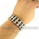 Heavy Metal Jewelry Men's Motorcycle Drive Chain Bracelet Chrome Stainless Steel SB1851