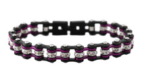 Ladies Motorcycle Bike Chain Bracelet Stainless Steel Gunmetal/Purple SB193