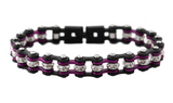 Ladies Motorcycle Bike Chain Bracelet Stainless Steel Gunmetal/Purple SB193