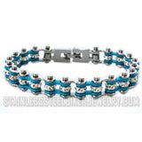 Biker Jewelry Ladies Motorcycle Bike Chain Bracelet Stainless Steel Silver & Turquoise SB128
