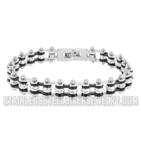 Ladies Motorcycle Bike Chain Bracelet Stainless Steel Silver / Black SB110