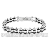 Ladies Motorcycle Bike Chain Bracelet Stainless Steel Silver / Black SB110