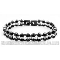 Women's Motorcycle Bike Chain Bracelet Stainless Steel Black SB100