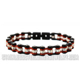 Ladies Motorcycle Mini Biker Bracelet Stainless Steel Black & Red SB137
