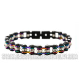 Heavy Metal Jewelry Ladies Motorcycle Mini Bike Chain Bracelet Stainless Steel Gunmetal/Rainbow SB2026