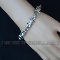 Large Barbed Wire Jewelry Men's Stainless Steel Barbed Wire Link Design Bracelet SB140