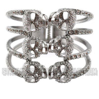 Biker Jewelry Ladies Bling Skull Cage Cuff Biker Bracelet Stainless Steel SB182