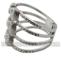 Biker Jewelry Ladies Bling Skull Cage Cuff Biker Bracelet Stainless Steel SB182