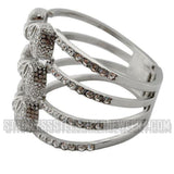 Biker Jewelry Ladies Bling Skull Cage Cuff Biker Bracelet Stainless Steel SB182