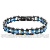 Women's Motorcycle Bike Chain Stainless Steel Bracelet Black & Blue Police SB113