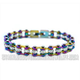 Women's Motorcycle Bike Chain Tennis Bracelet Stainless Steel Rainbow Jewelry SB155