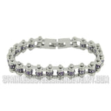 Biker Jewelry's Ladies Mini Bike Chain Stainless Steel Bracelet June Alexandrite SB170