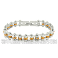 November Citrine Ladies Motorcycle Mini Bike Chain Bracelet Stainless Steel SB164