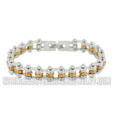 November Citrine Ladies Motorcycle Mini Bike Chain Bracelet Stainless Steel SB164