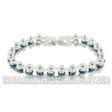 Birthstone Jewelry Ladies Motorcycle Bike Chain Bracelet Stainless Steel December Edition SB175