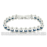 Birthstone Biker Jewelry Ladies Motorcycle Mini Bike Chain Bracelet Stainless Steel September SB171
