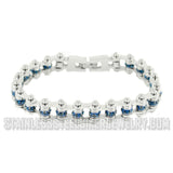 Birthstone Biker Jewelry Ladies Motorcycle Mini Bike Chain Bracelet Stainless Steel September SB171