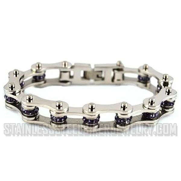 Heavy Metal Alexandrite Imitation Bike Chain Stainless Steel Bracelet June Edition SB2229