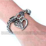 Ladies Dangle Heart Biker Jewelry Bracelet Stainless Steel SB129