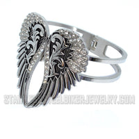 Biker Jewelry Ladies Wings Bling Biker Cuff/Bangle/Bracelet Stainless Steel SB156