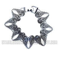 Heart & Angel Wings Biker Ladies Bracelet Stainless Steel Biker Jewelry SB188