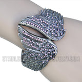 Ladies Biker Jewelry Cuff / Bangle Bracelet Pink Crystals Stainless Steel SP157