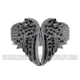 Biker Jewelry Ladies Angel Wings Biker Bangle Bracelet Black Ice Stainless Steel SB159
