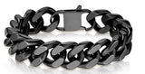 16mm Black Cuban Link Bracelet Wide Stainless Steel SB12