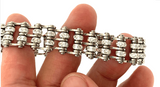 Ladies 12mm Stainless Steel Bling Motorcycle Tennis Bracelet Double Rows SB82