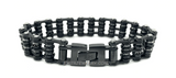 Women's Black Stainless Steel Bling Motorcycle Tennis Bracelet with Crystals Double Rows SB84