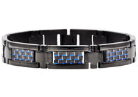 1/2 inch Wide Stainless Steel Black & Blue Bracelet SB91