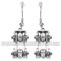 Biker Jewelry Ladies Motorcycle Bike Chain Earrings Stainless Steel Chrome SE35