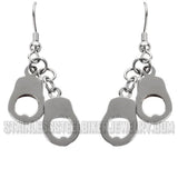 Biker Jewelry Ladies Double Handcuff French Wire Earrings Stainless Steel SE27