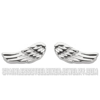 Biker Jewelry Small Angel Wing Earrings Stainless Steel Post / Stud SE40