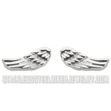 Biker Jewelry Small Angel Wing Earrings Stainless Steel Post / Stud SE40