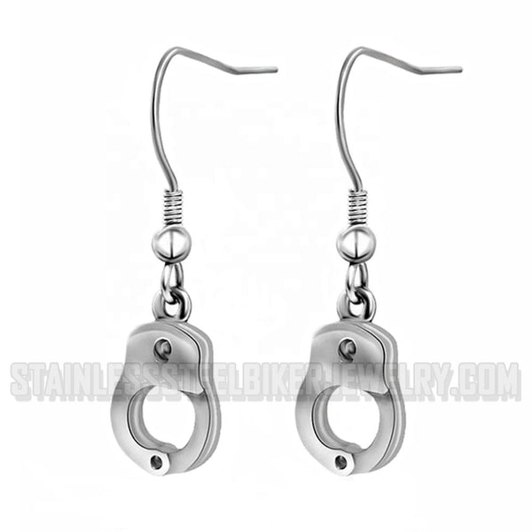 Biker Jewelry Small Ladies Handcuff Earrings Stainless Steel SE26