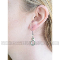 Biker Jewelry Small Ladies Handcuff Earrings Stainless Steel SE26