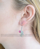 Heavy Metal Jewelry Ladies Cherub Angel French Wire Earrings Stainless Steel Red Heart SE1466
