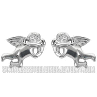 Heavy Metal Jewelry Ladies Cherub Angel Post & Nut Earrings Stainless Steel SE1474